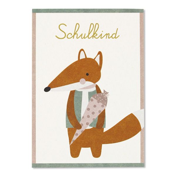 Postkarte Fuchs – Schulkind 