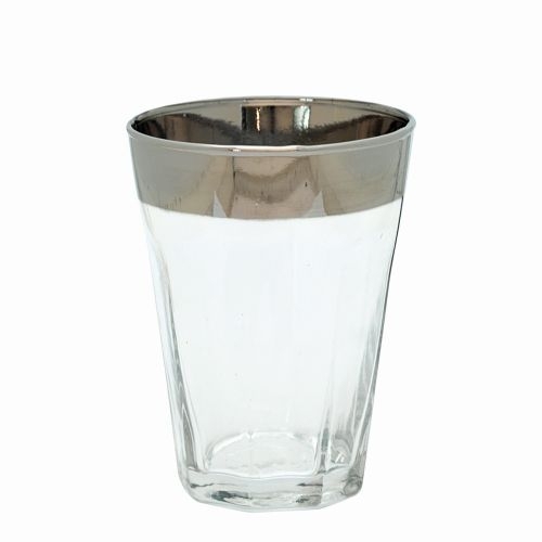 Wasserglas mit Silberrand 