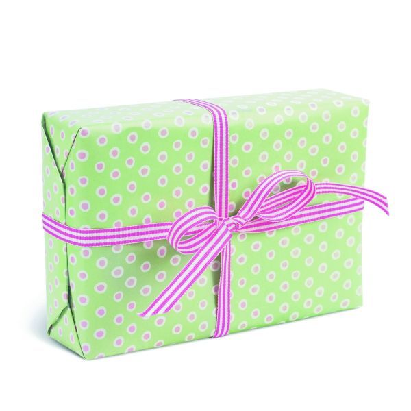 Geschenkpapier Grün/Rosa tupfen 
