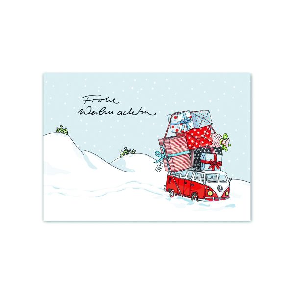 Postkarte Weihnachtsbus 