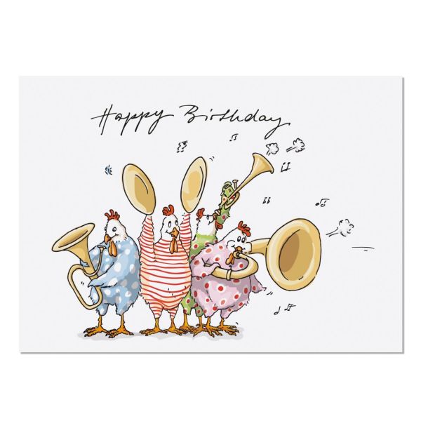 Postkarte Happy Birthday Hühner 